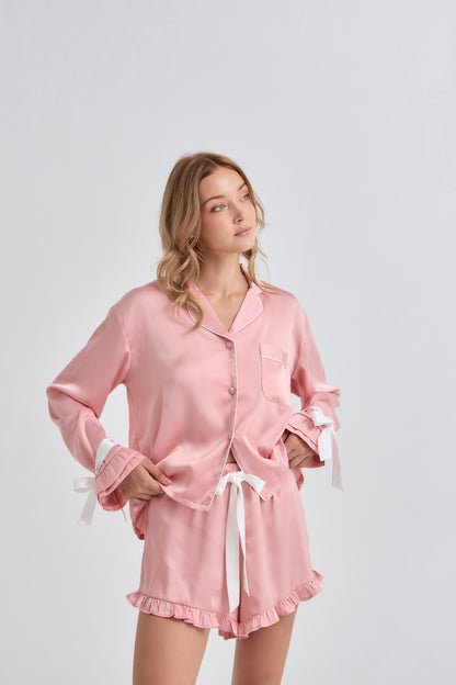 Pink Ballerina Satin Pyjamas Set
