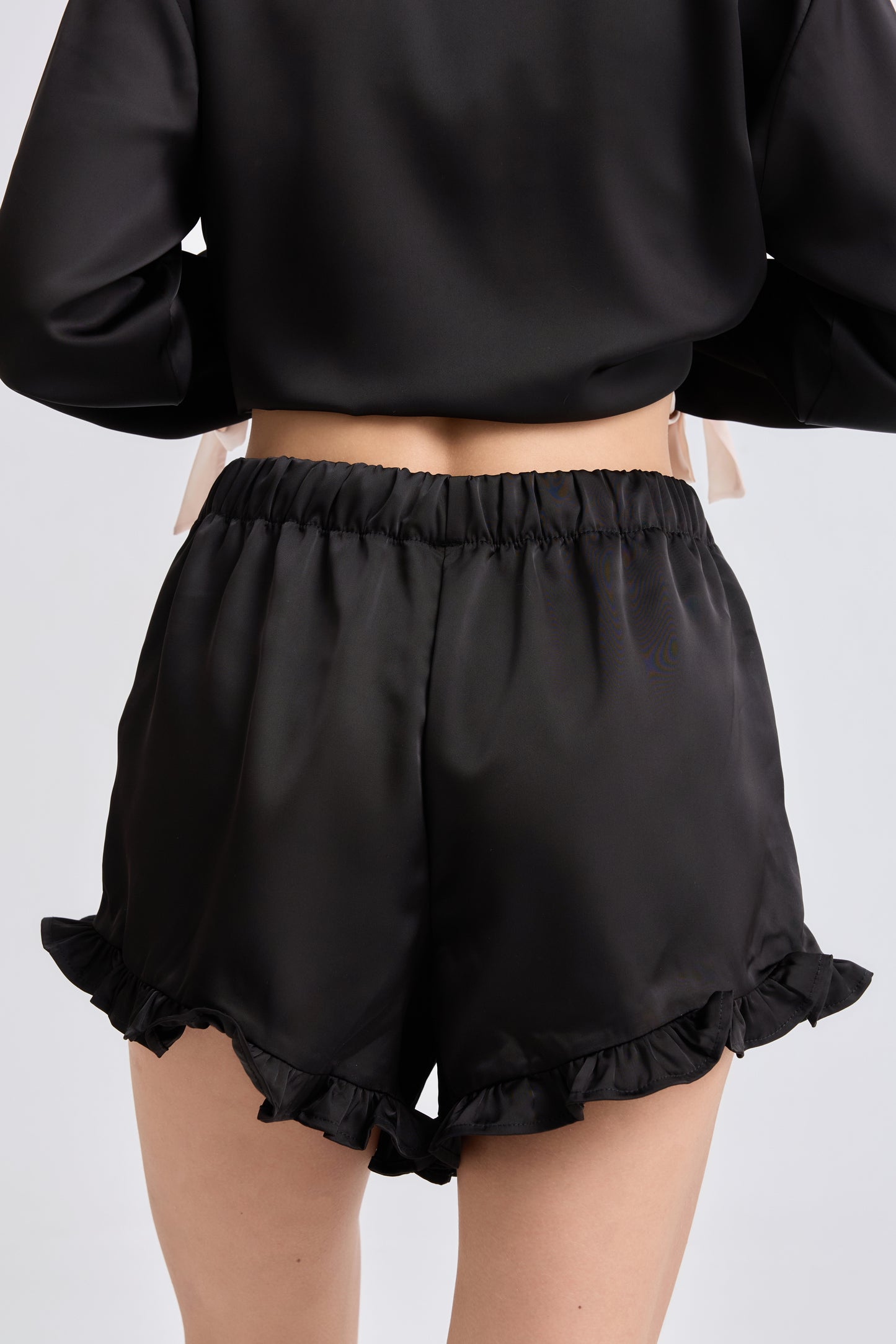 Black Ballerina Satin Pyjamas Set