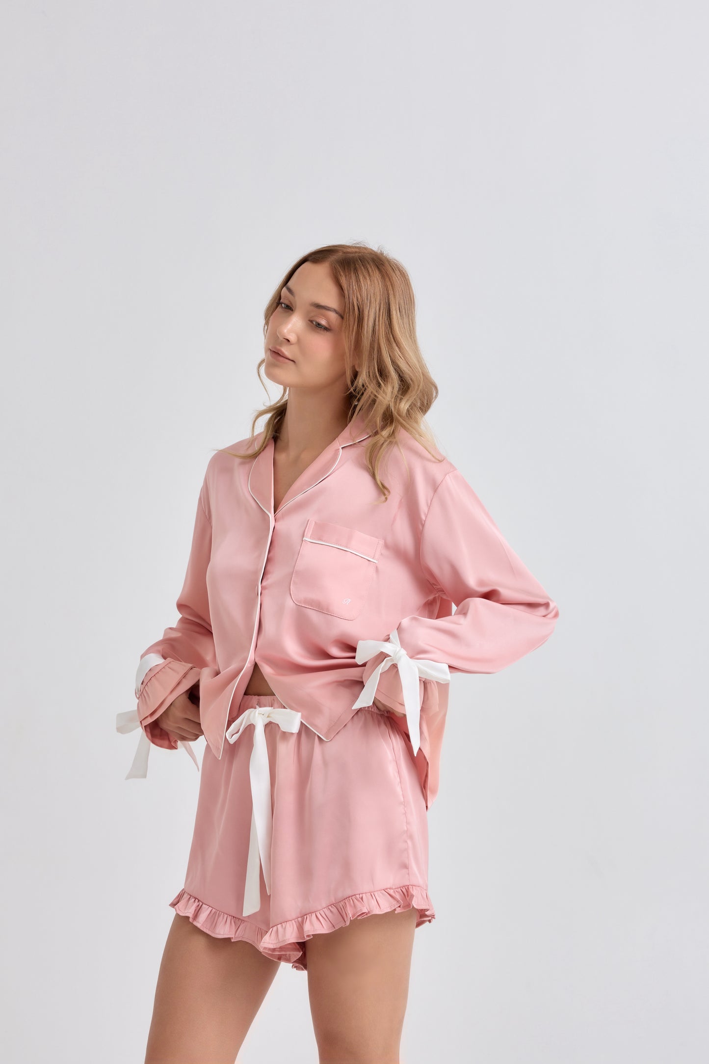 Pink Ballerina Satin Pyjamas Set