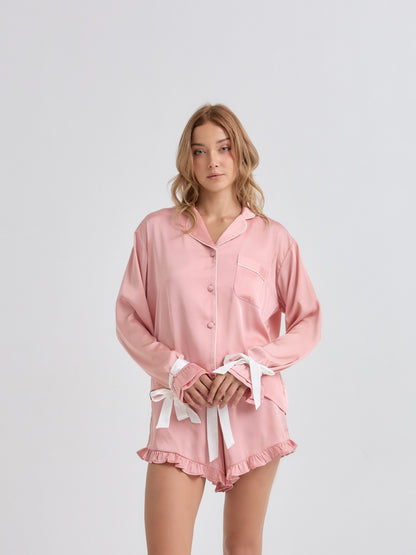 Pink Ballerina Satin Pyjamas Set